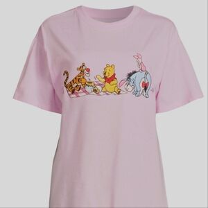 Winnie the Pooh Women’s Juniors Graphic Embroidery T-Shirt with Short Sleeves